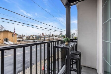 Terrace view overlooking the streets of Jersey neighborhood.
