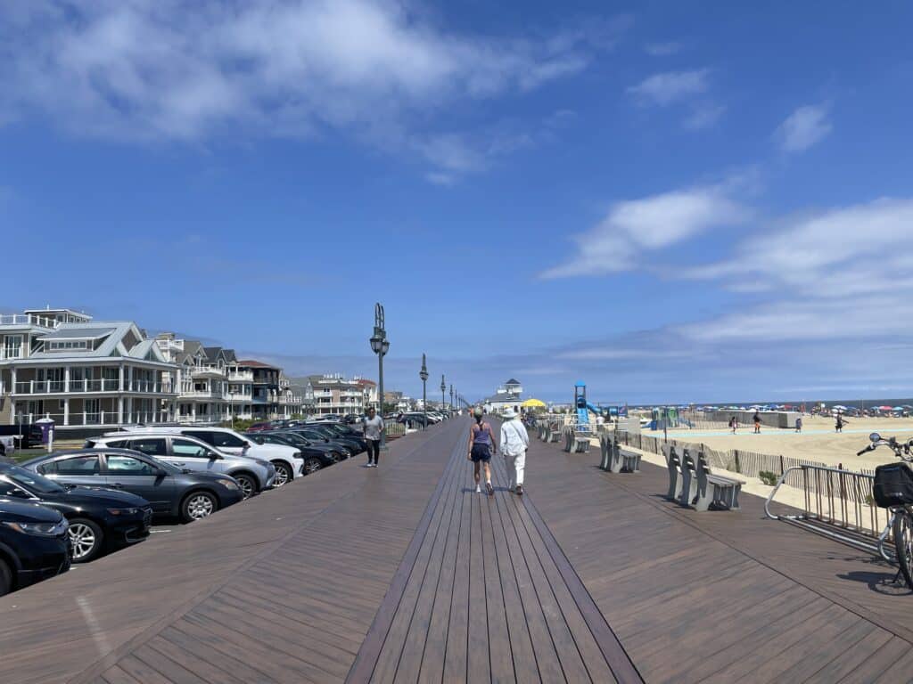 Belmar boardwalk looking north at 13th Avenue scaled