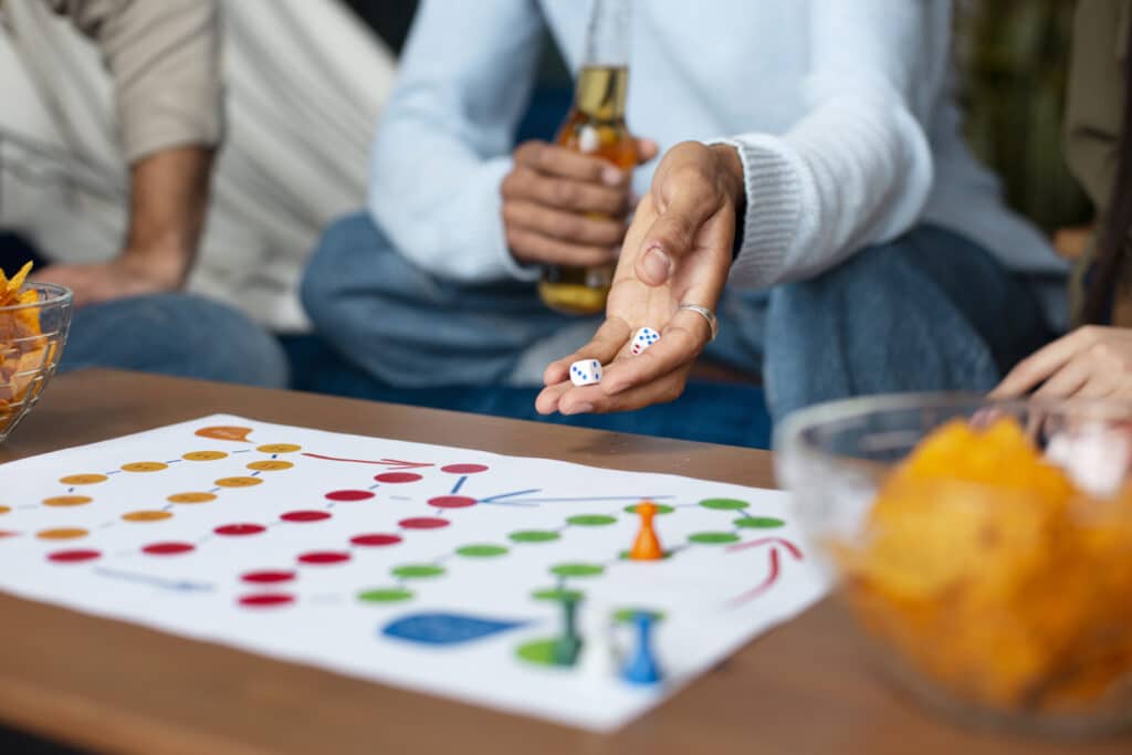 friends having fun with traditional games